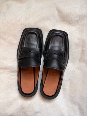 Ganni Leather Slip-On Loafers